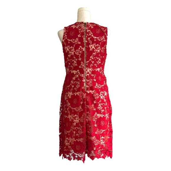 ECI New York Red Floral Lace Overlay Sleeveless Knee Length Holiday Dress Size 6 - Picture 5 of 13